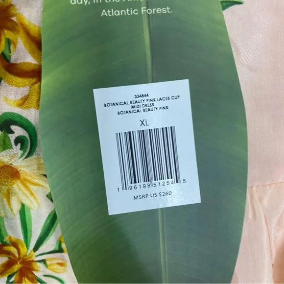 FARM Rio Pink Botanical Beauty Shoulder Bow Lace Up Midi‎ Dress Floral XL - Picture 4 of 6